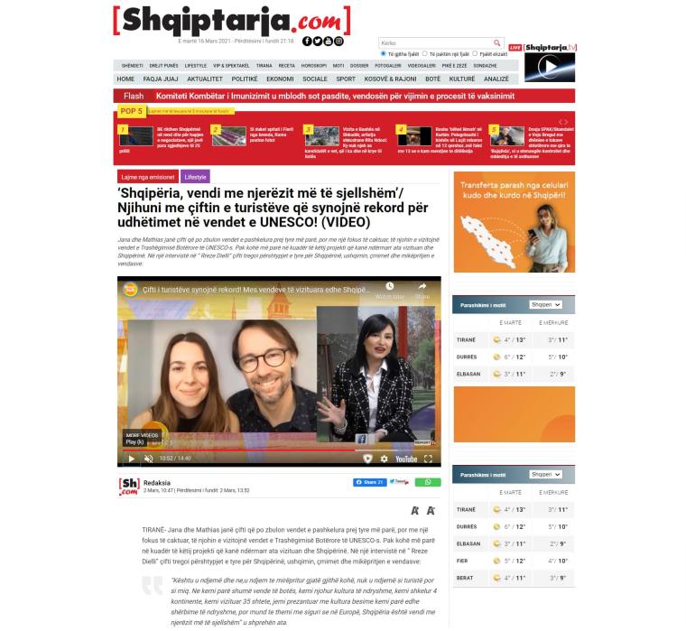 Shqiptarja.com Article about GuideVenturous