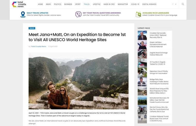 Total Croatia News Article about GuideVenturous