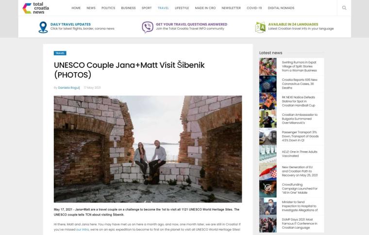 Total Croatia News Article about GuideVenturous